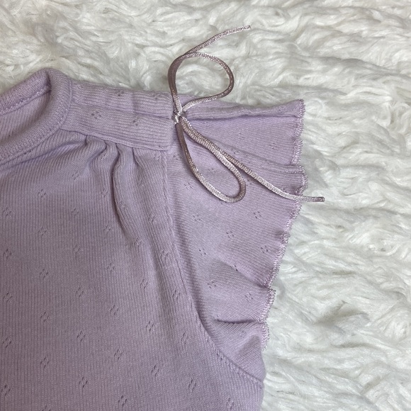 Cherokee Purple Short Sleeved Flower Flutter Top - Picture 6 of 7